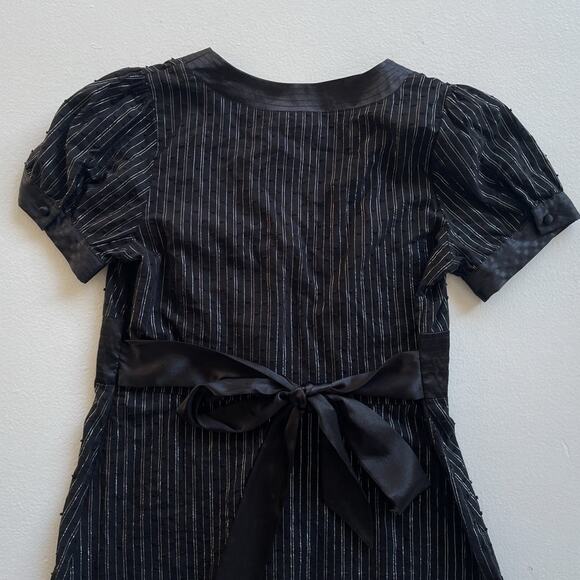 Vintage Y2K Black Pin Striped Office SirenTop / Sz M / Goth DOLLED UP Coquette - Picture 5 of 8